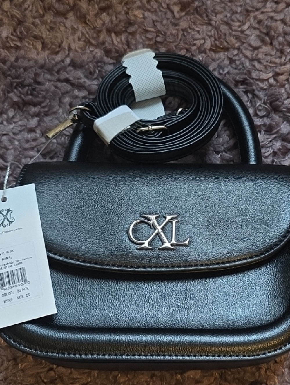 Christian Lacroix Black Crossbody Bag with Silver Hardware